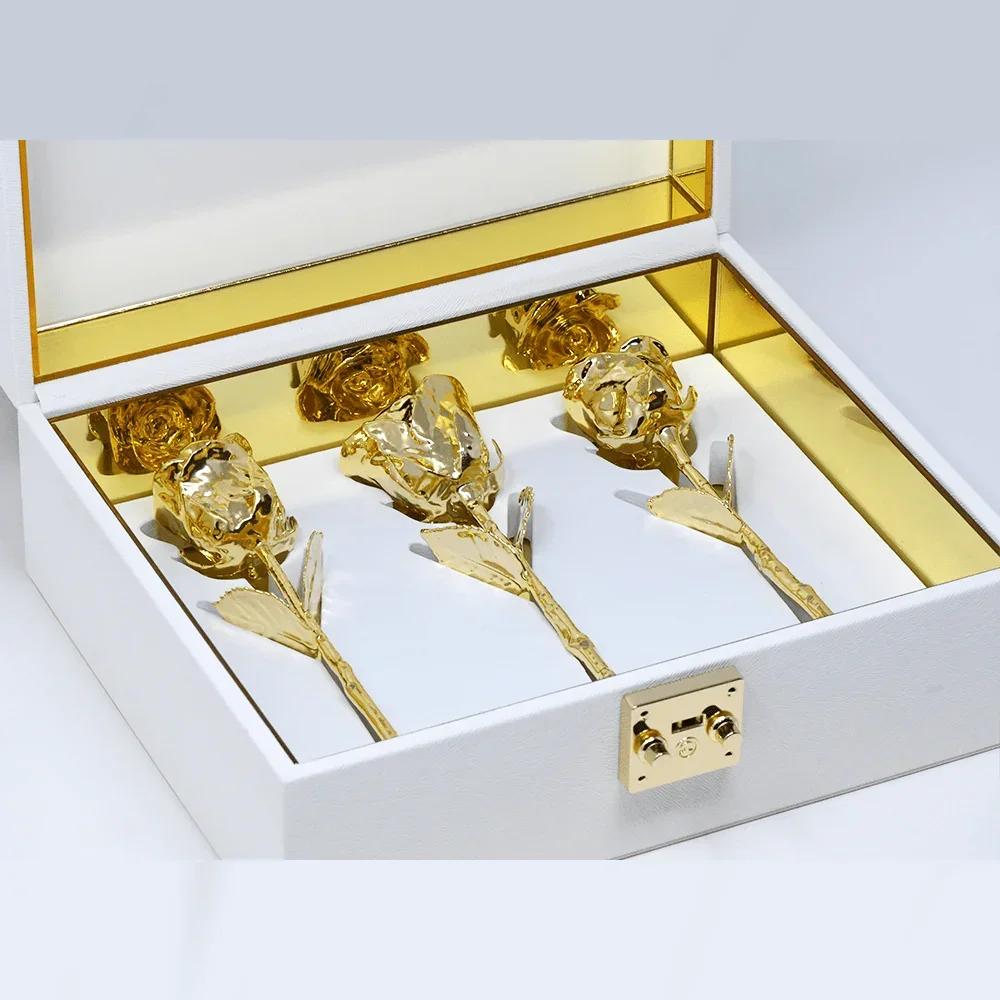 Customizable Trio of Gold,  7" Roses 